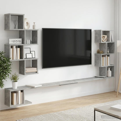vidaXL Wall-Mounted TV Shelf Concrete Grey 160 x 15 x 94 cm