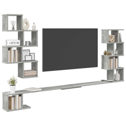 vidaXL Wall-Mounted TV Shelf Concrete Grey 160 x 15 x 94 cm
