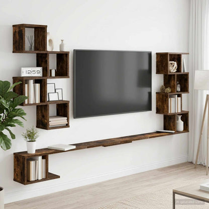 vidaXL Wall-Mounted TV Shelf Smoked Oak 160 x 15 x 94 cm