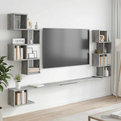 vidaXL Wall-Mounted TV Shelf Grey Sonoma 160 x 15 x 94 cm