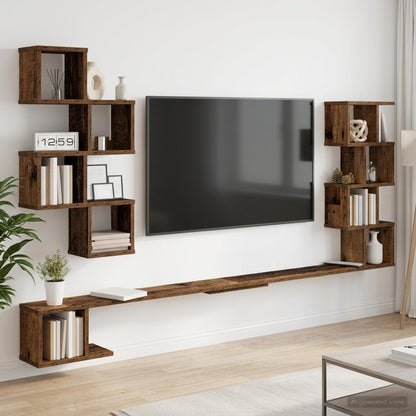 vidaXL Wall-Mounted TV Shelf Old Wood 160 x 15 x 94 cm Engineered Wood