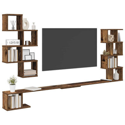 vidaXL Wall-Mounted TV Shelf Old Wood 160 x 15 x 94 cm Engineered Wood