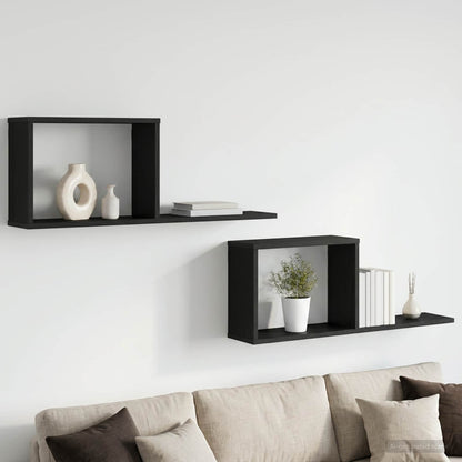 vidaXL Floating Shelves 2 pcs Black Oak 80 x 15 x 30 cm
