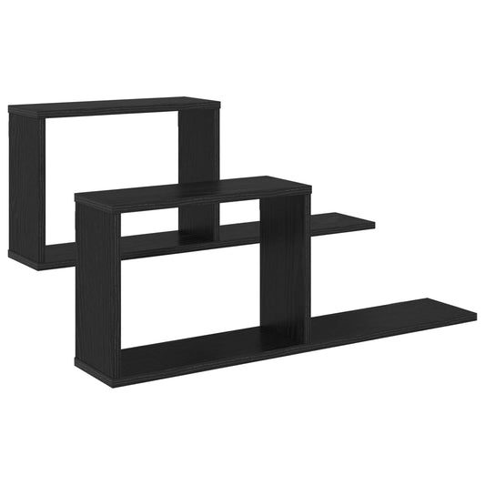 vidaXL Floating Shelves 2 pcs Black Oak 80 x 15 x 30 cm