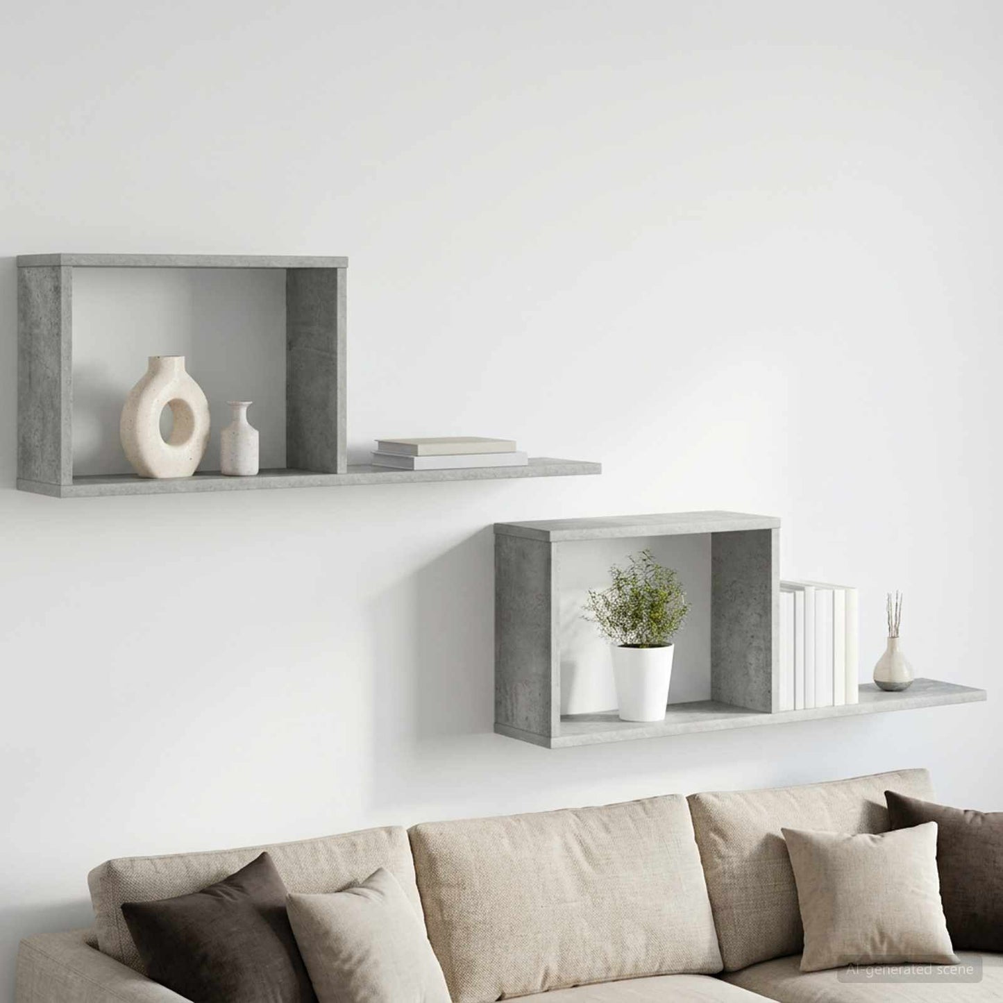 vidaXL Floating Shelves 2 pcs Concrete Grey 80 x 15 x 30 cm