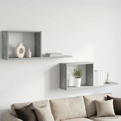 vidaXL Floating Shelves 2 pcs Concrete Grey 80 x 15 x 30 cm