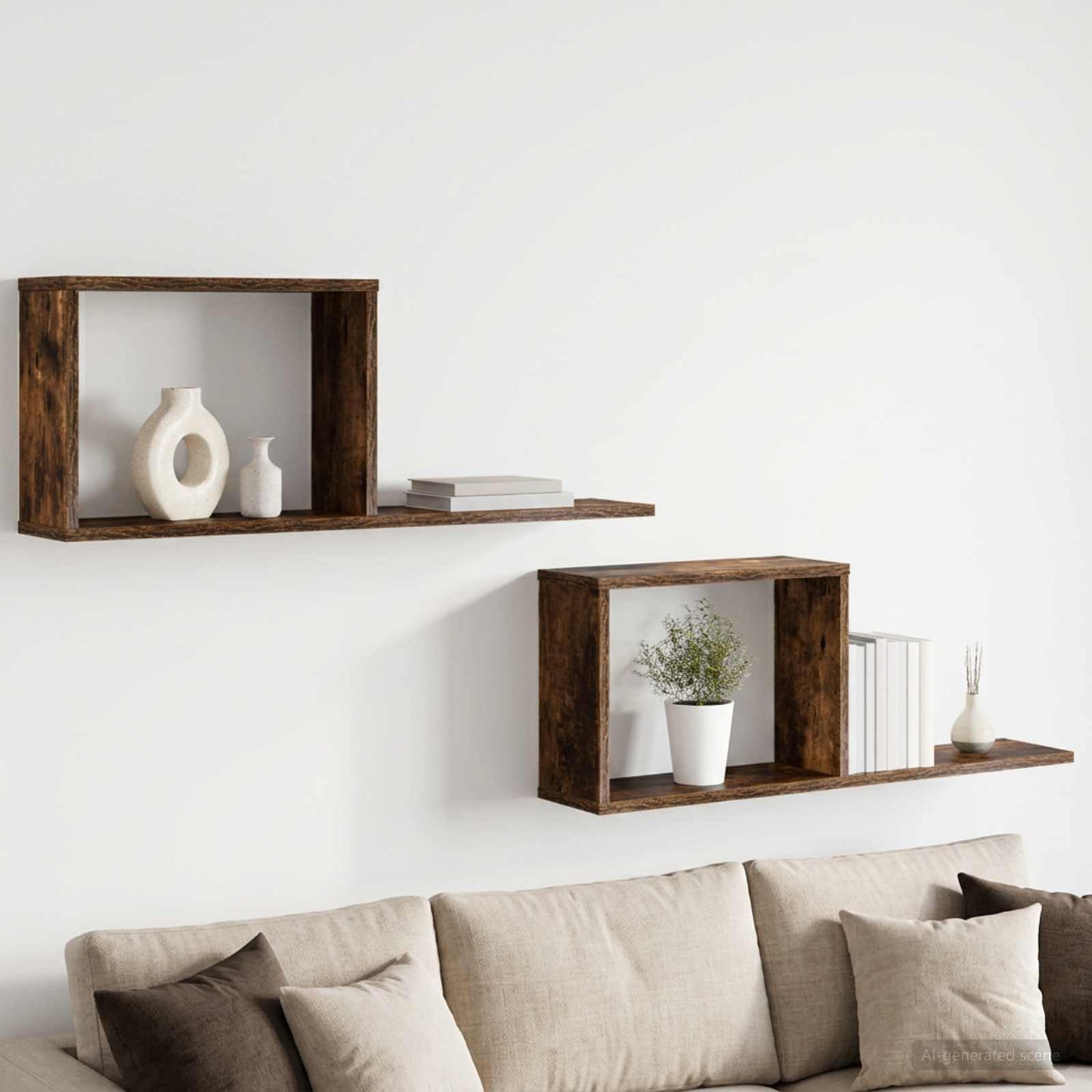 vidaXL Floating Shelves 2 pcs Smoked Oak 80 x 15 x 30 cm