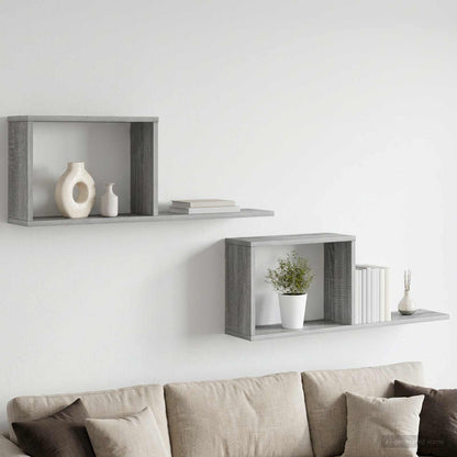 vidaXL Floating Shelves 2 pcs Grey Sonoma 80 x 15 x 30 cm