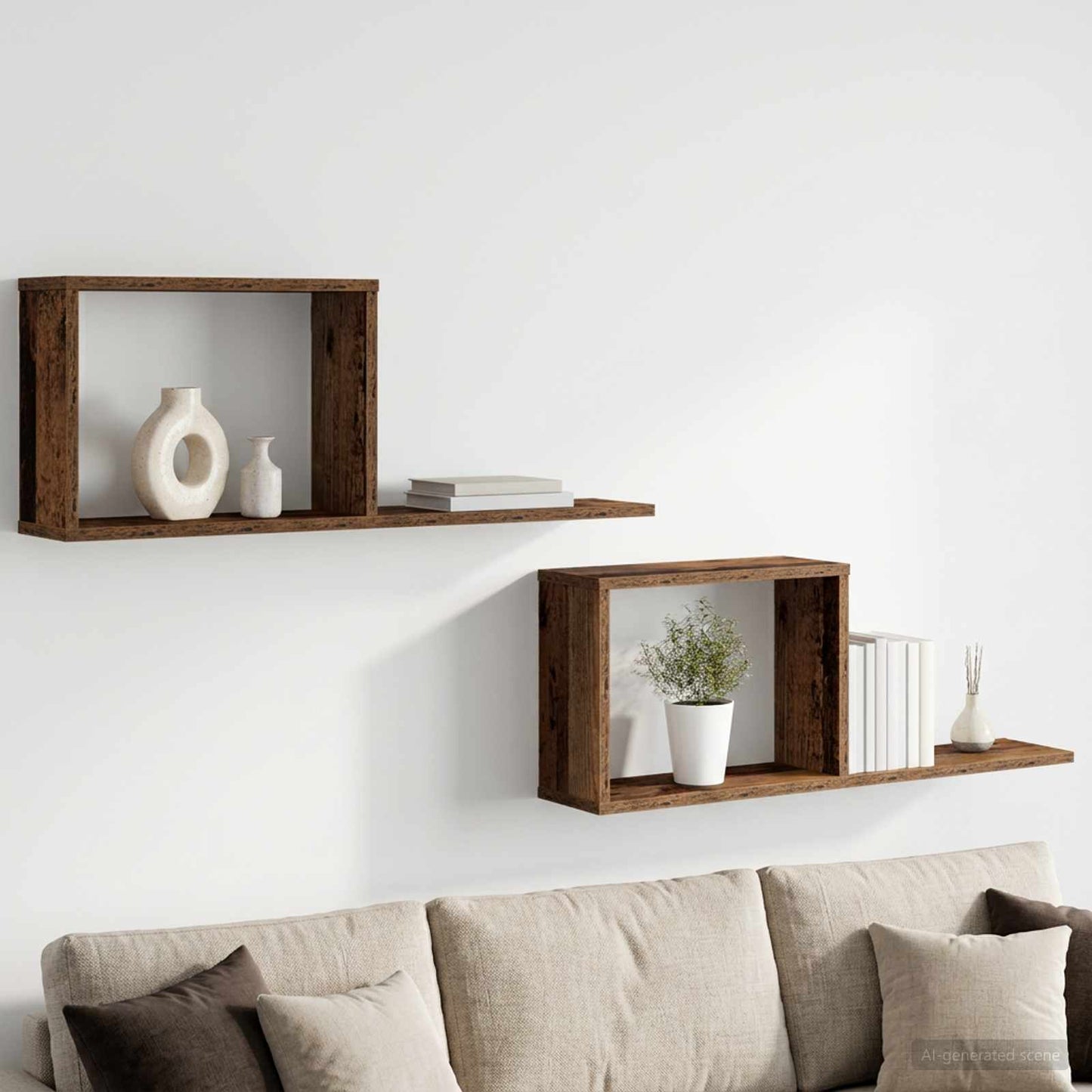 vidaXL Floating Shelves 2 pcs Old Wood 80 x 15 x 30 cm Engineered Wood