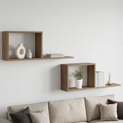 vidaXL Floating Shelves 2 pcs Artisan Oak 80 x 15 x 30 cm