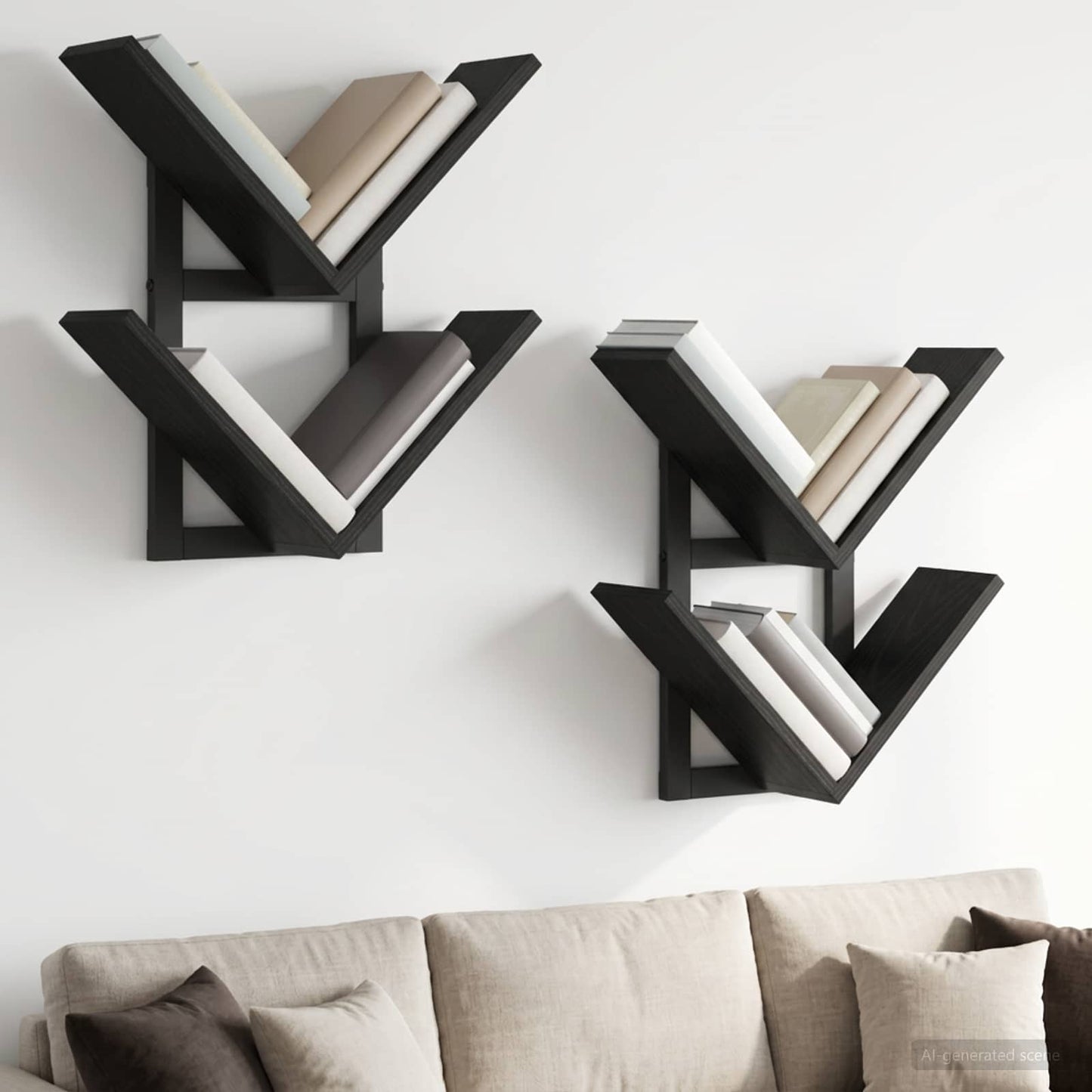 vidaXL Wall Floating Shelf 2 pcs Black Oak 43 x 15 x 47 cm