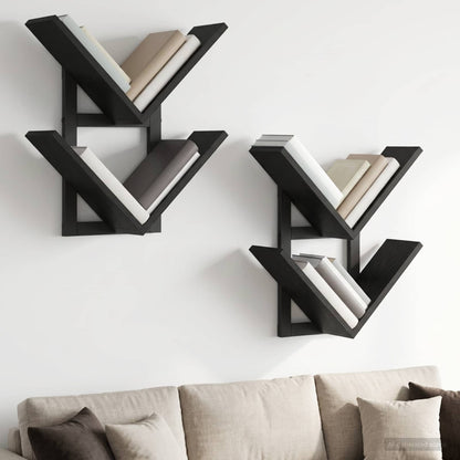 vidaXL Wall Floating Shelf 2 pcs Black Oak 43 x 15 x 47 cm
