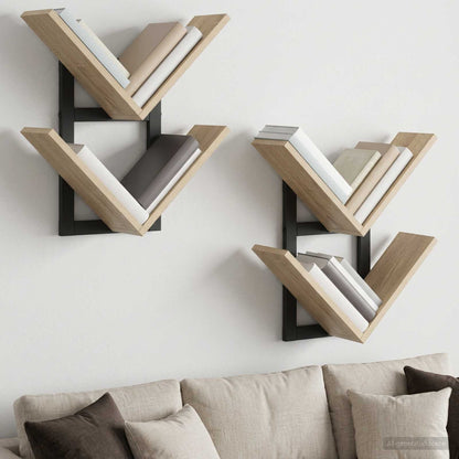 vidaXL Wall Floating Shelf 2 pcs Sonoma Oak 43 x 15 x 47 cm