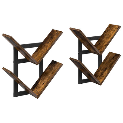 vidaXL Wall Floating Shelf 2 pcs Smoked Oak 43 x 15 x 47 cm