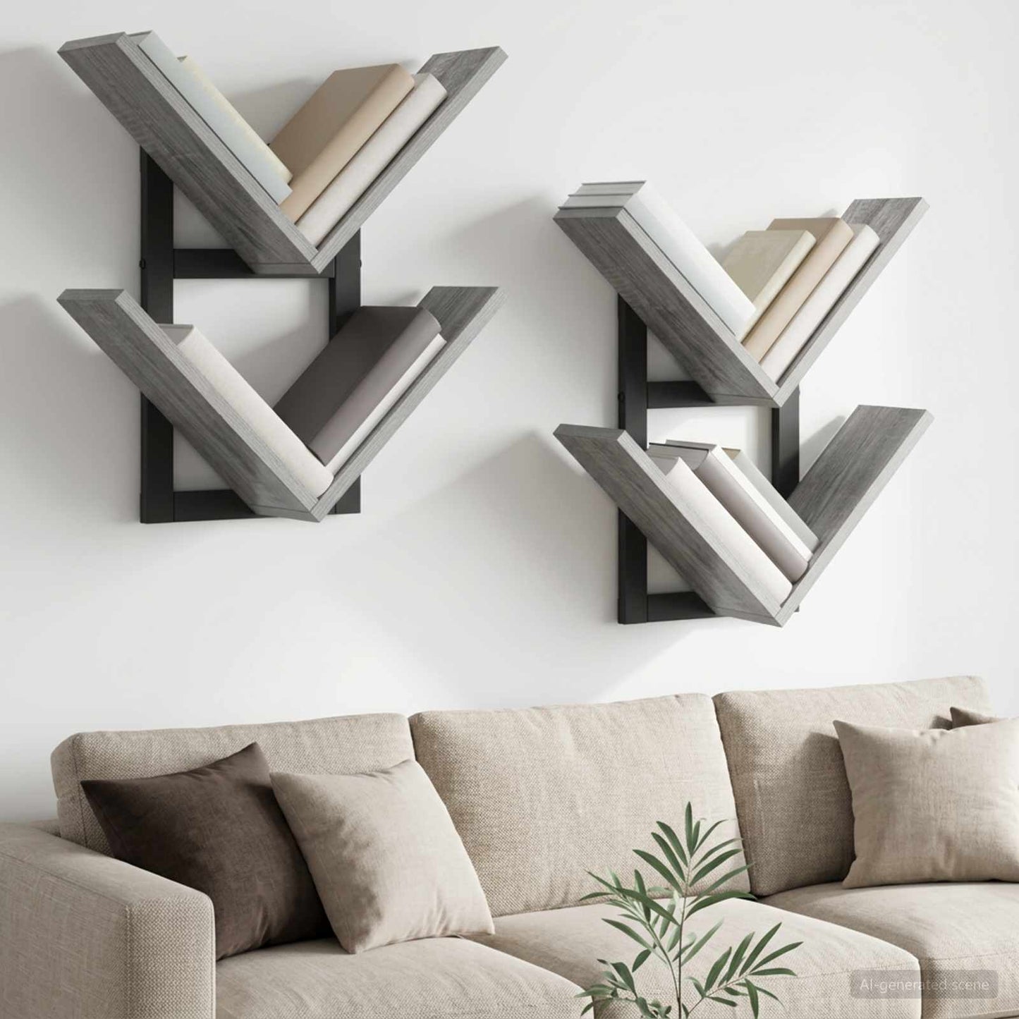 vidaXL Wall Floating Shelf 2 pcs Grey Sonoma 43 x 15 x 47 cm