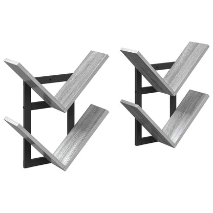 vidaXL Wall Floating Shelf 2 pcs Grey Sonoma 43 x 15 x 47 cm