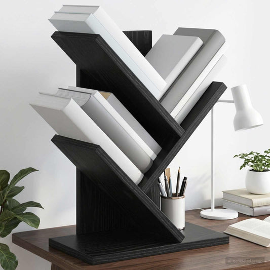 vidaXL Tree Bookshelf 3-Tier 30 x 18 x 40 cm Engineered Wood Black Oak