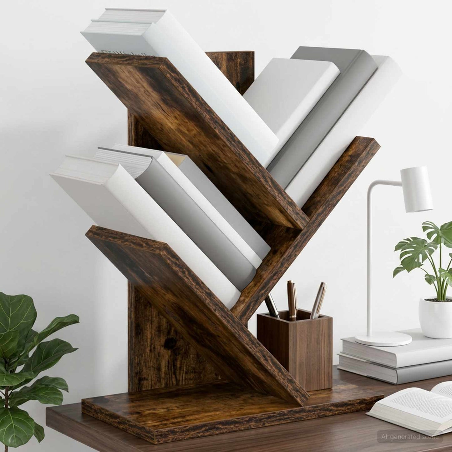 vidaXL Tree Bookshelf 3-Tier 30 x 18 x 40 cm Engineered Wood