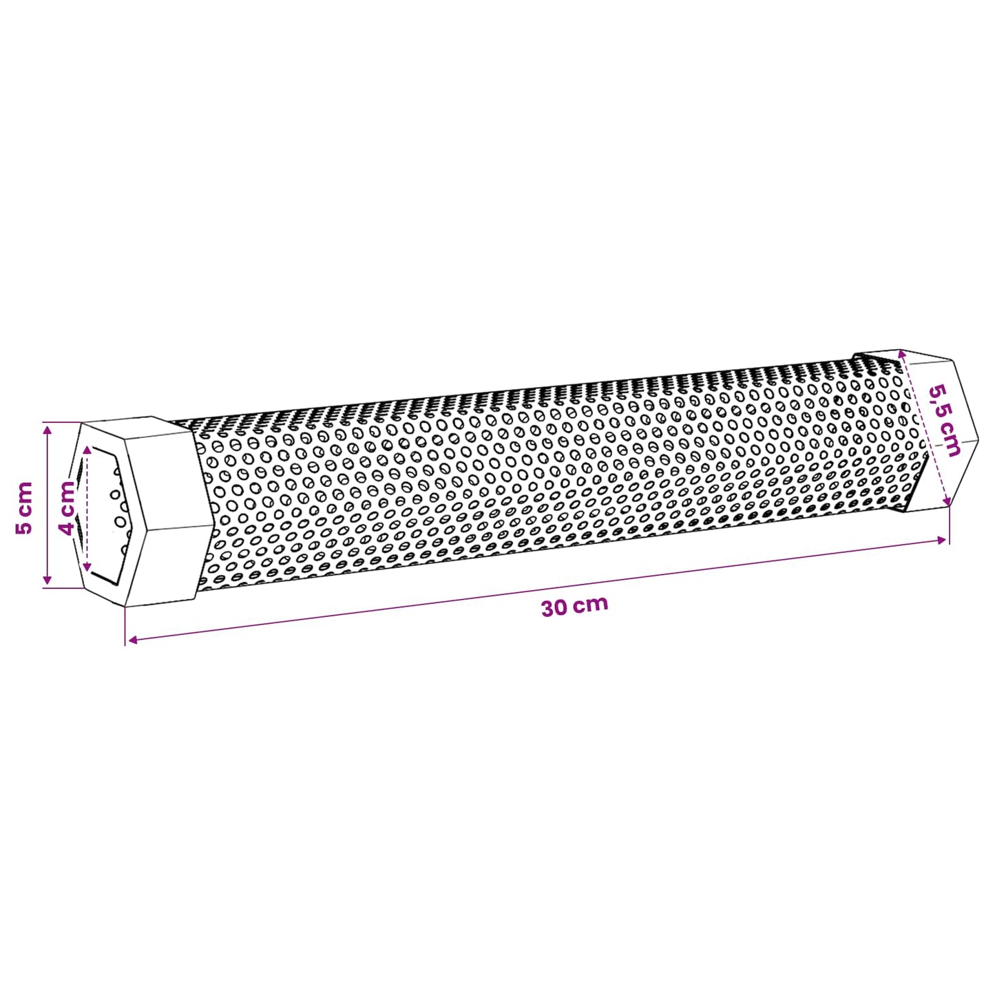 vidaxl Smoker Tube 2 pcs 5 x 5 x 30 cm Stainless Steel 304 Silver