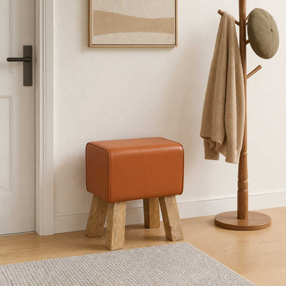 vidaXL Bench 40 x 30 x 45 cm Real Leather Brown