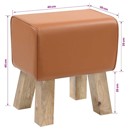 vidaXL Bench 40 x 30 x 45 cm Real Leather Brown