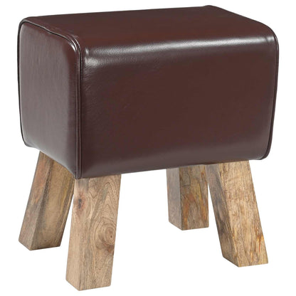 vidaXL Bench 40 x 30 x 45 cm Real Leather Dark Brown