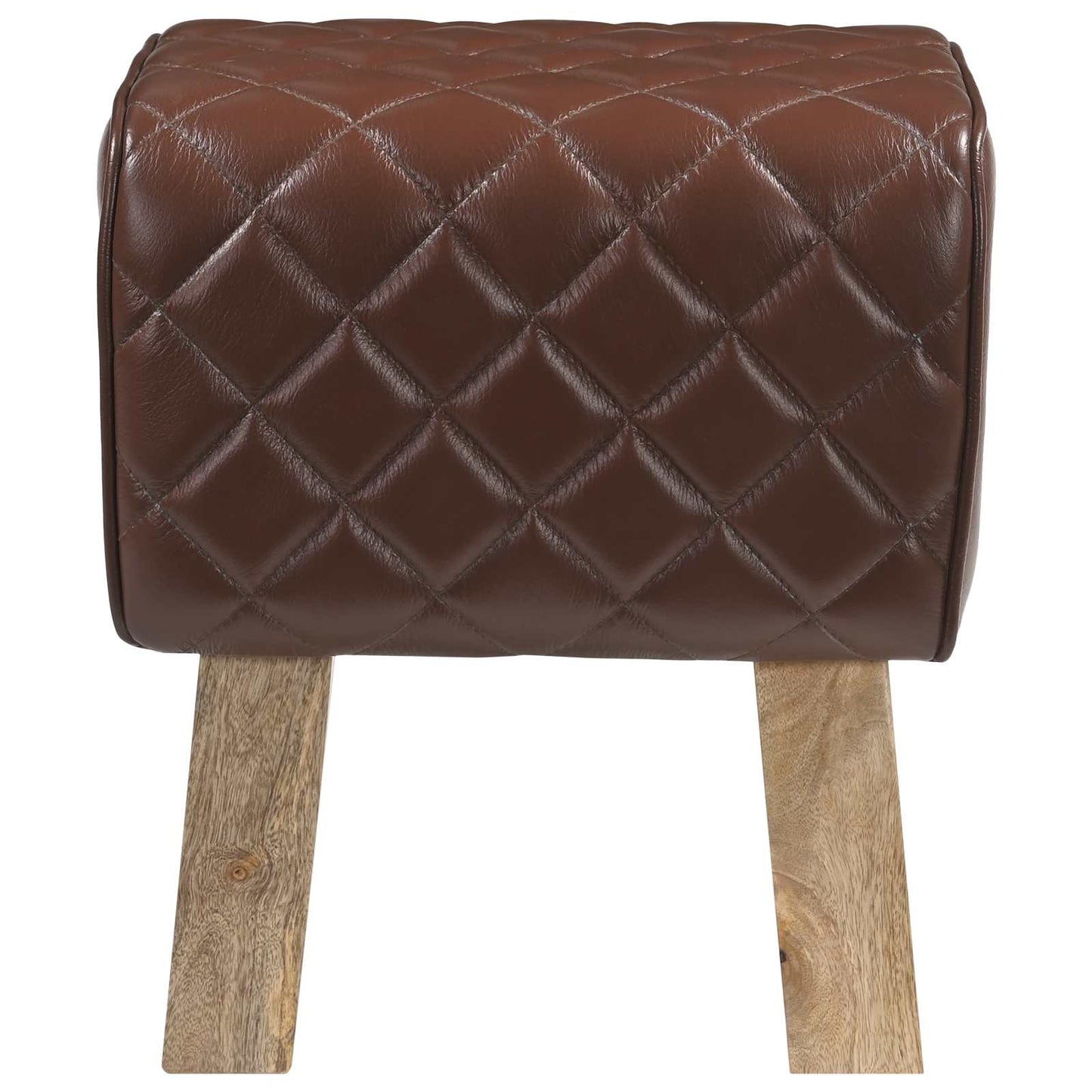vidaXL Bench 40 x 30 x 45 cm Real Leather Brown Diamond