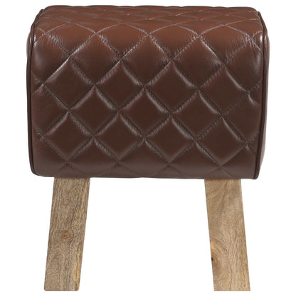 vidaXL Bench 40 x 30 x 45 cm Real Leather Brown Diamond