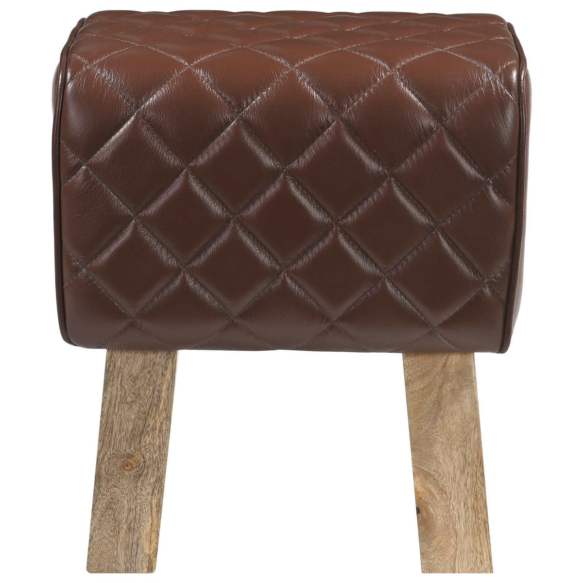 vidaXL Bench 40 x 30 x 45 cm Real Leather Brown Diamond