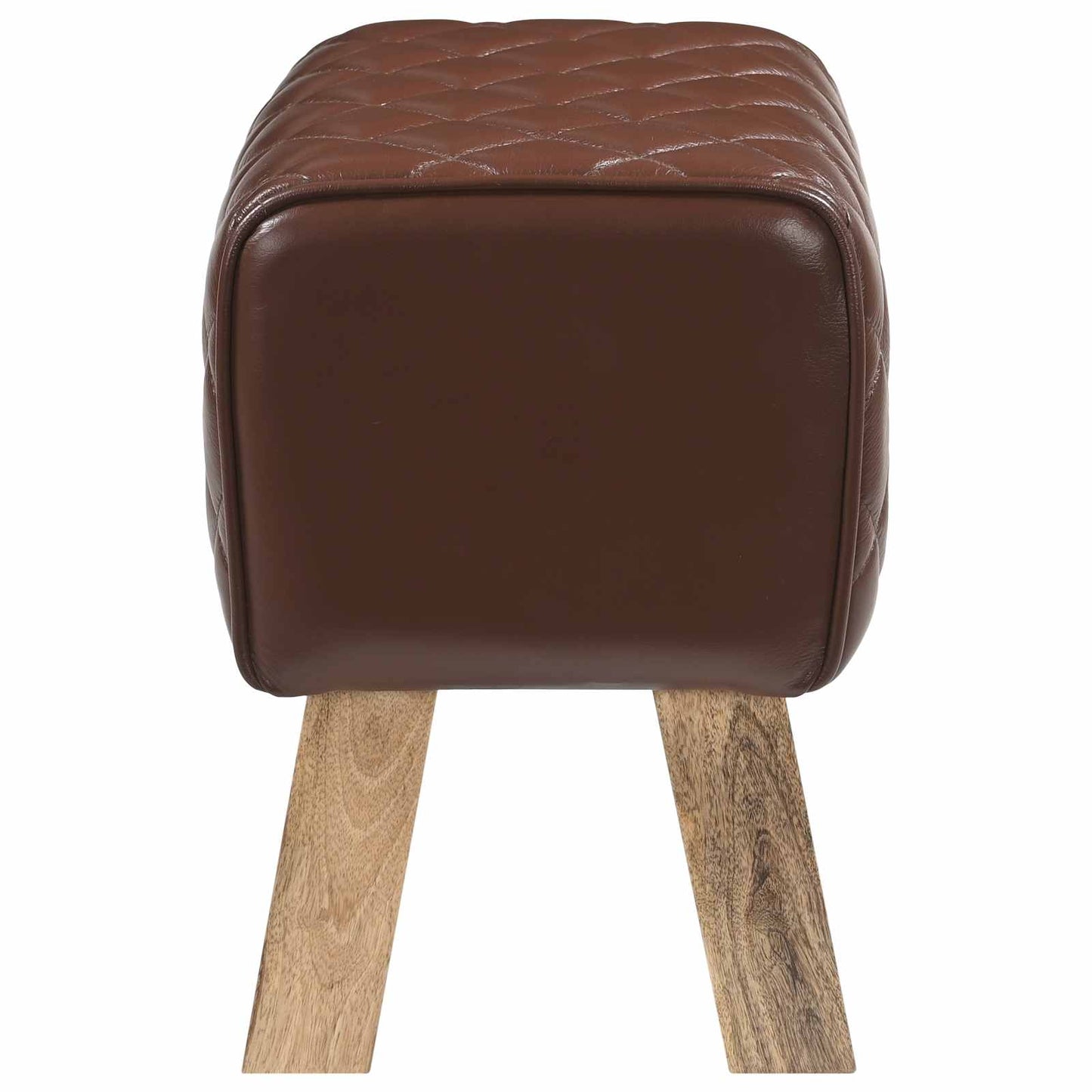 vidaXL Bench 40 x 30 x 45 cm Real Leather Brown Diamond
