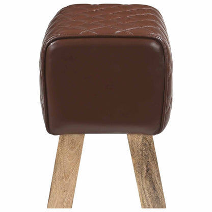 vidaXL Bench 40 x 30 x 45 cm Real Leather Brown Diamond