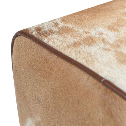 vidaXL Bench 40 x 30 x 45 cm Real Leather Brown and White