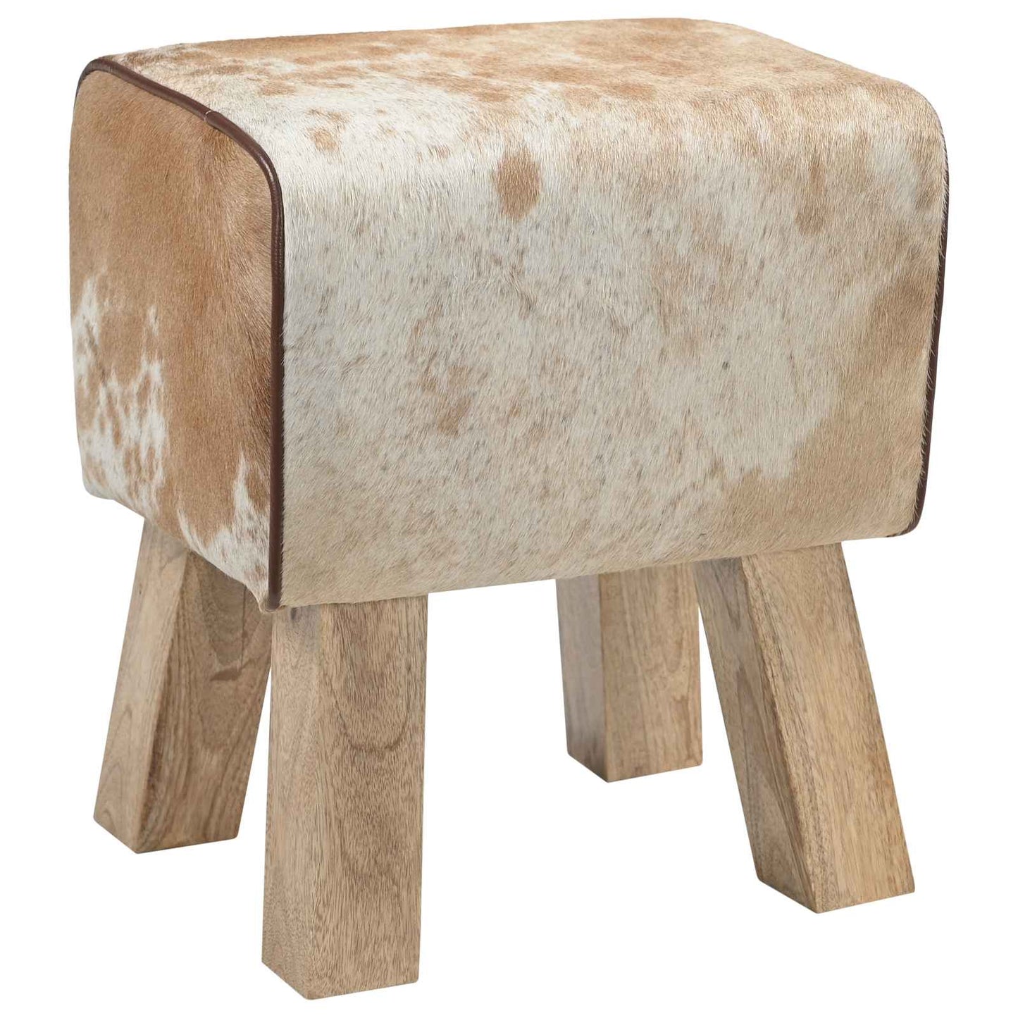 vidaXL Bench 40 x 30 x 45 cm Real Leather Brown and White