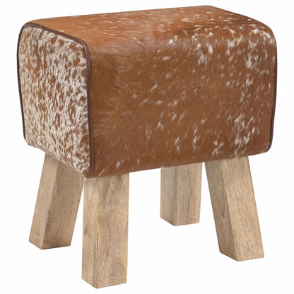 vidaXL Bench 40 x 30 x 45 cm Real Leather Brown and White