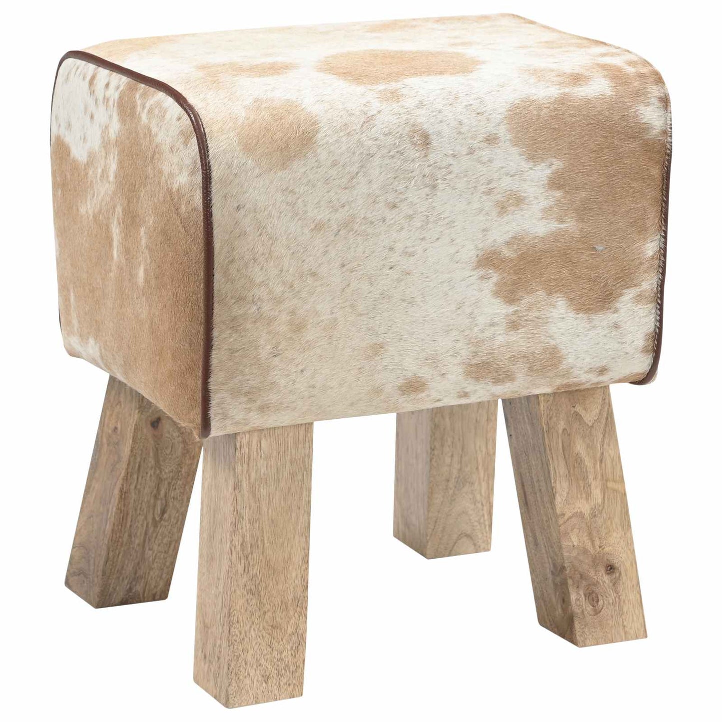 vidaXL Bench 40 x 30 x 45 cm Real Leather Brown and White