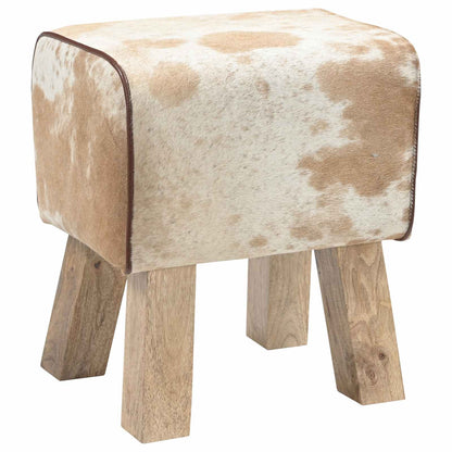 vidaXL Bench 40 x 30 x 45 cm Real Leather Brown and White