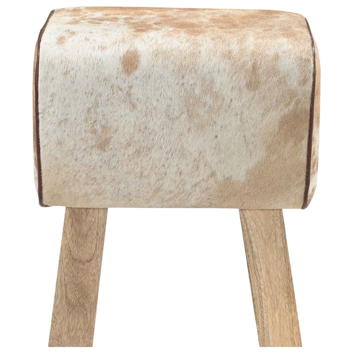 vidaXL Bench 40 x 30 x 45 cm Real Leather Brown and White