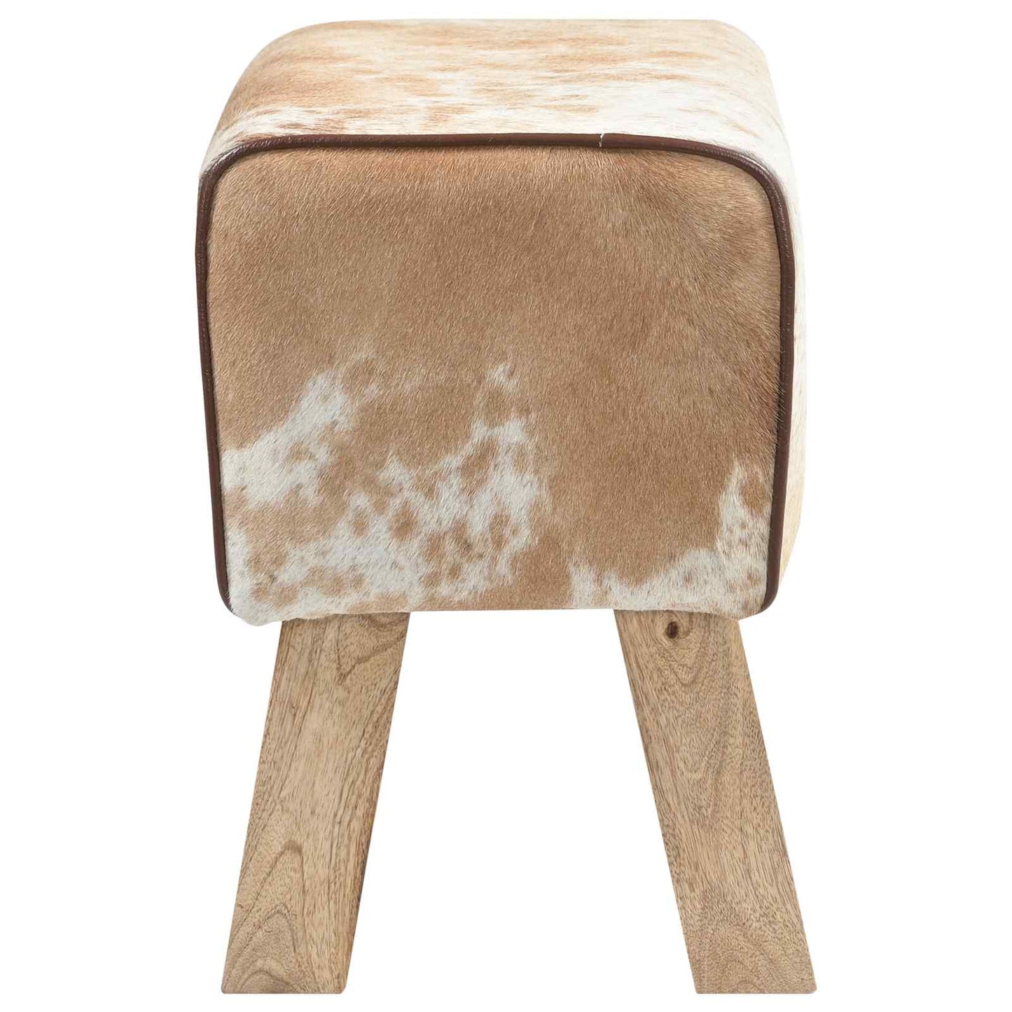 vidaXL Bench 40 x 30 x 45 cm Real Leather Brown and White