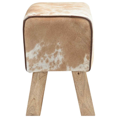 vidaXL Bench 40 x 30 x 45 cm Real Leather Brown and White