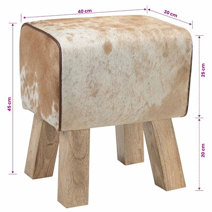vidaXL Bench 40 x 30 x 45 cm Real Leather Brown and White