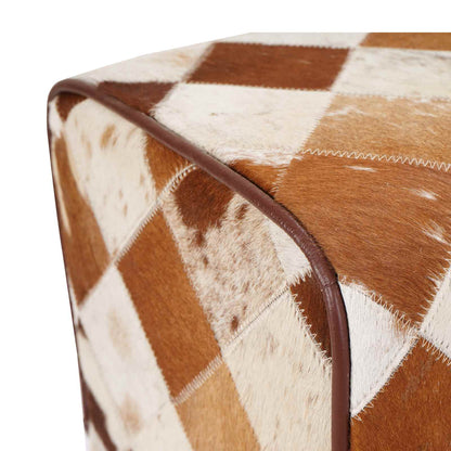 vidaXL Bench 40 x 30 x 45 cm Real Leather Brown Patchwork
