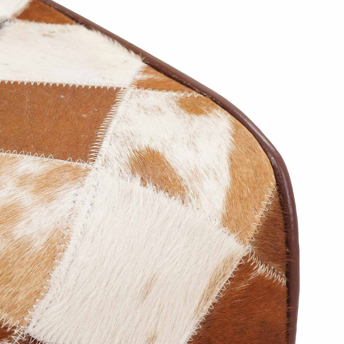 vidaXL Bench 40 x 30 x 45 cm Real Leather Brown Patchwork
