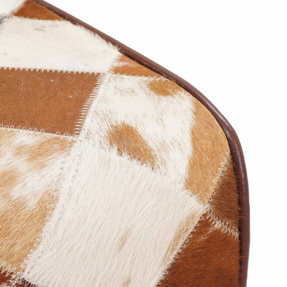 vidaXL Bench 40 x 30 x 45 cm Real Leather Brown Patchwork