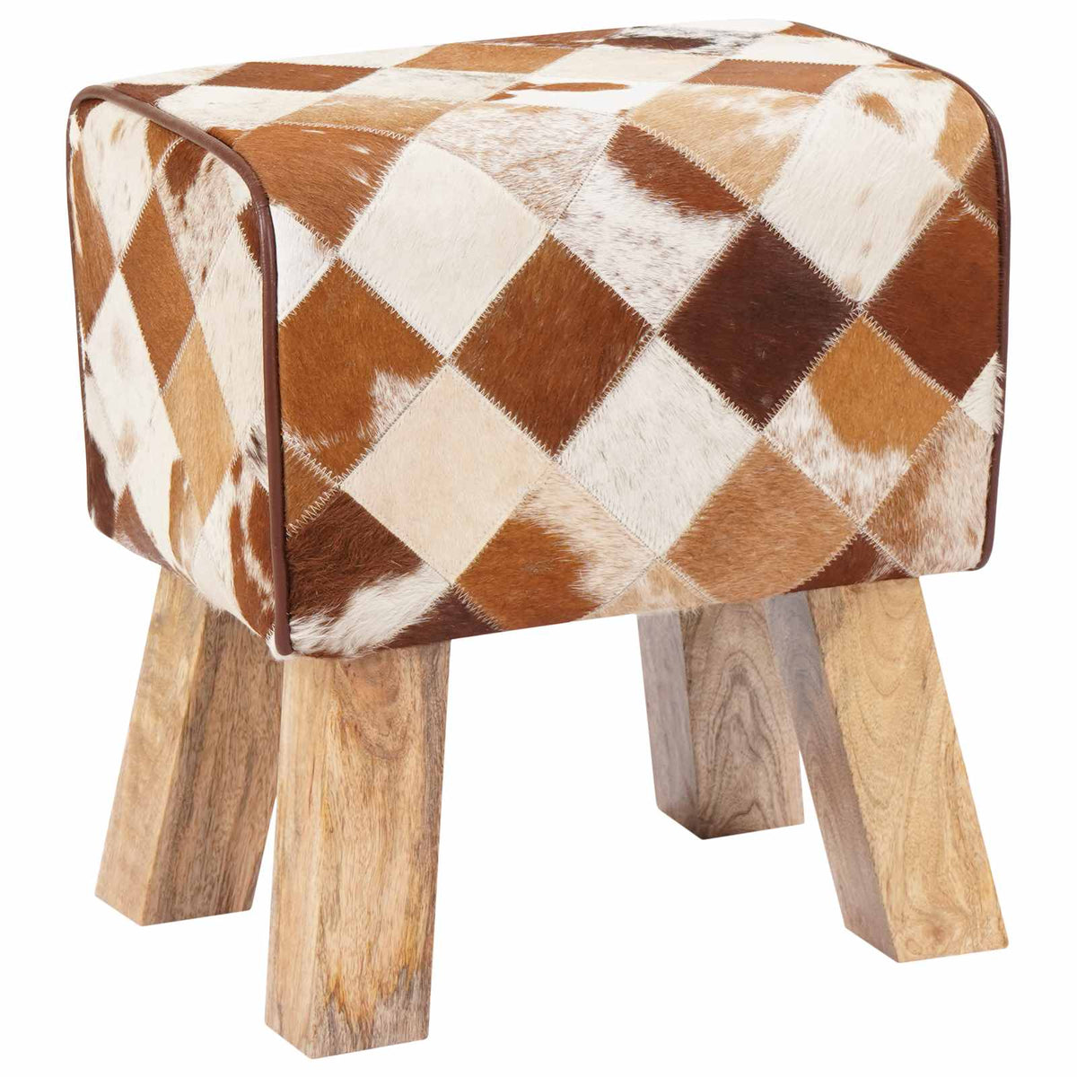 vidaXL Bench 40 x 30 x 45 cm Real Leather Brown Patchwork