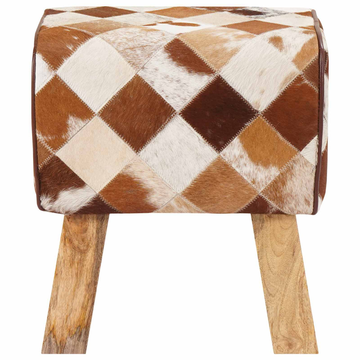 vidaXL Bench 40 x 30 x 45 cm Real Leather Brown Patchwork
