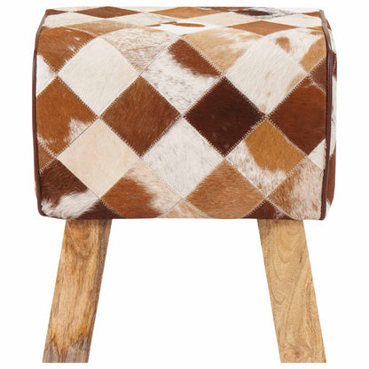 vidaXL Bench 40 x 30 x 45 cm Real Leather Brown Patchwork