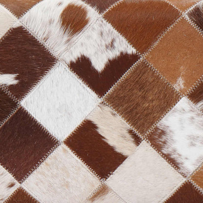 vidaXL Bench 40 x 30 x 45 cm Real Leather Brown Patchwork