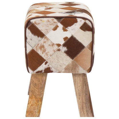 vidaXL Bench 40 x 30 x 45 cm Real Leather Brown Patchwork