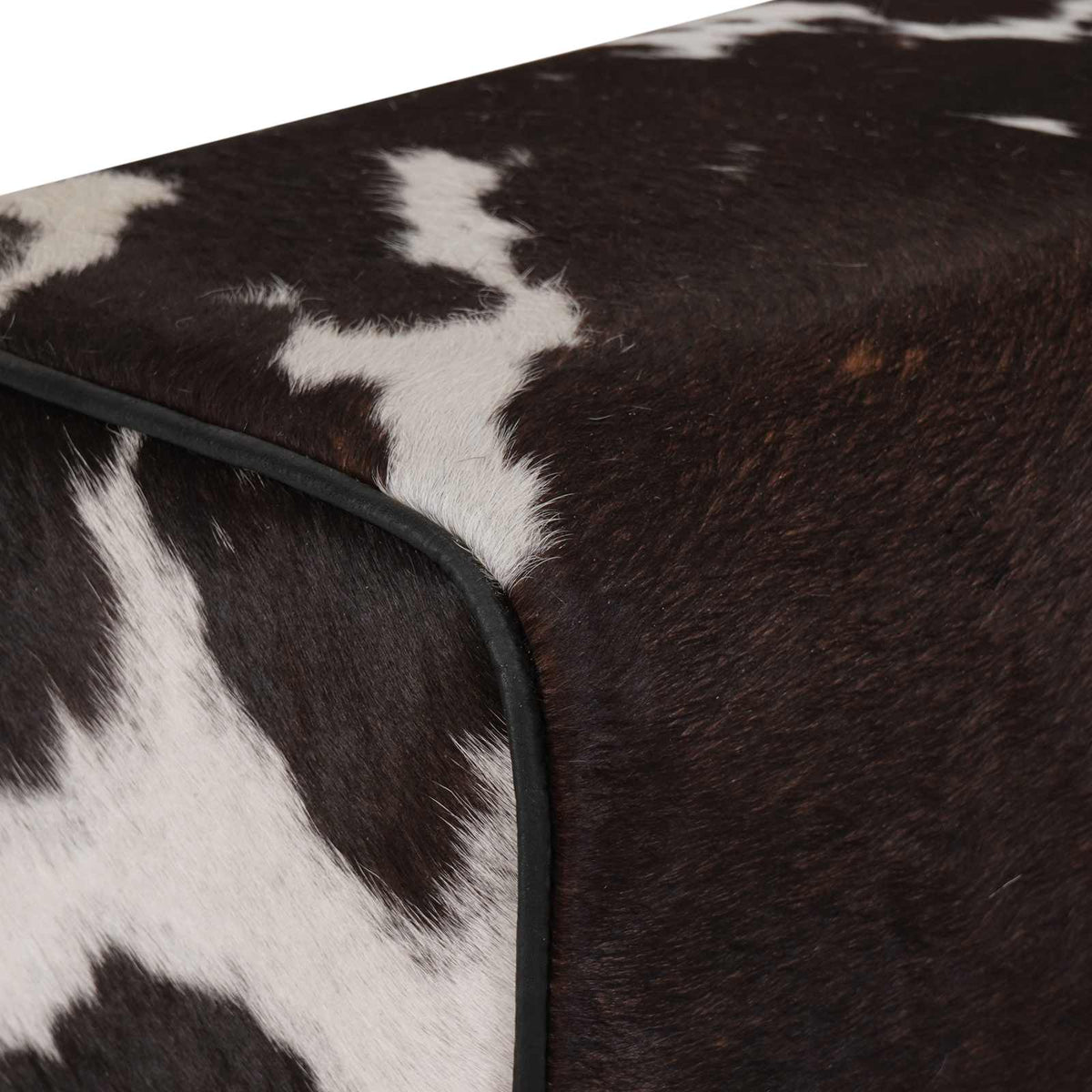 vidaXL Bench 40 x 30 x 45 cm Real Leather Black and White
