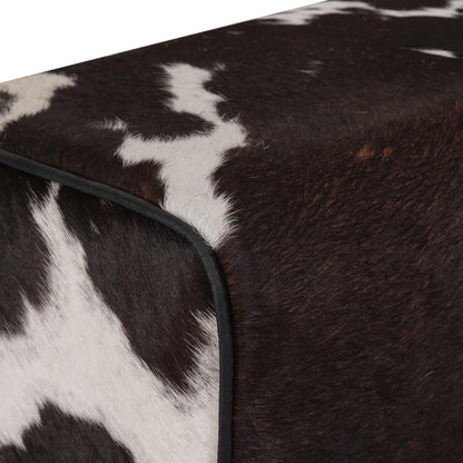 vidaXL Bench 40 x 30 x 45 cm Real Leather Black and White